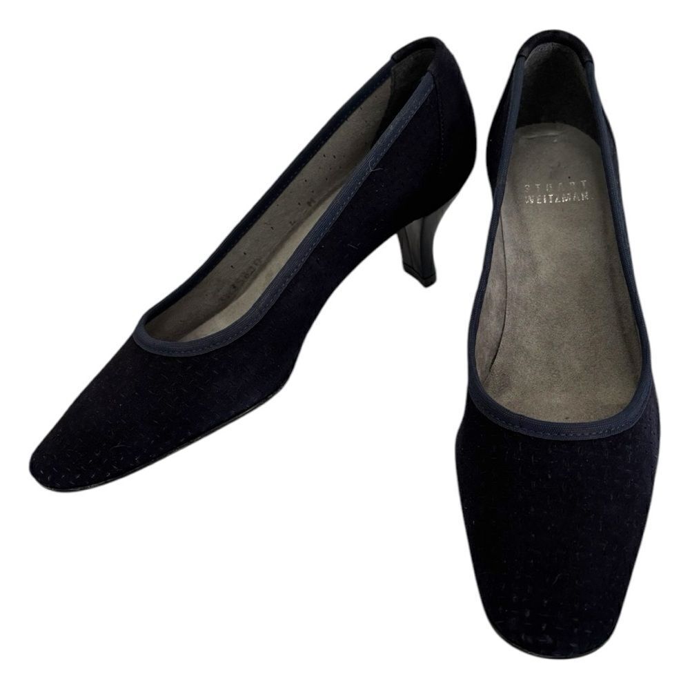 Stuart Weitzman Suede Perforated Pumps Navy Size 6